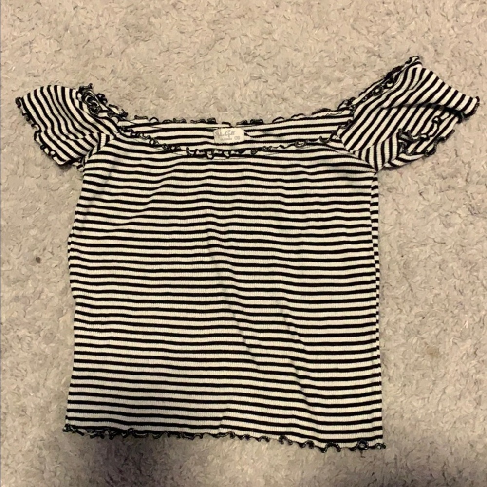 Off the shoulder tube top with ruffles